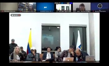 Audiencia de imputación de cargos a Nicolás Petro y Day Vásquez, en la que el hijo del Presidente Gustavo Petro dijo que colaborará con la justicia. Foto: Colprensa.