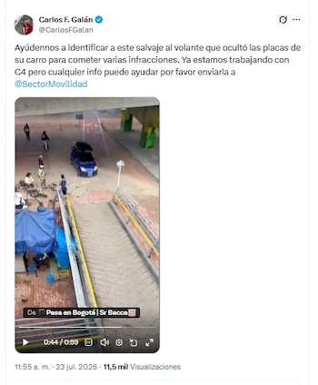 La Alcaldía de Bogotá informó que ya trabaja con C4 y pidió enviar información a la Secretaría de Movilidad - crédito @CarlosFGalan/X