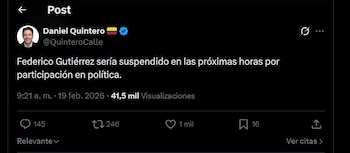 Quintero asegura que la presencia