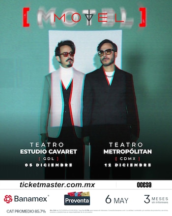 Las presentaciones de Motel celebran más de 20 años de trayectoria y éxitos en el pop rock en español (Ocesa)