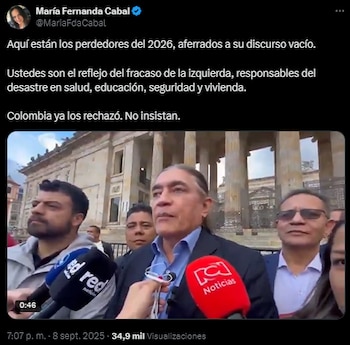 María Fernanda Cabal llamó "perdedores" a la izquierda - crédito @MariaFdaCabal