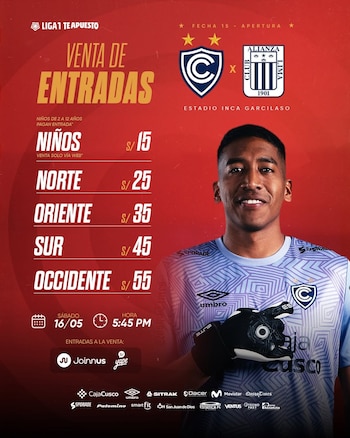 Precio de las entradas de Cienciano vs Alianza Lima en Cusco por Torneo Apertura de la Liga 1 2026. Crédito: Instagram Cienciano.
