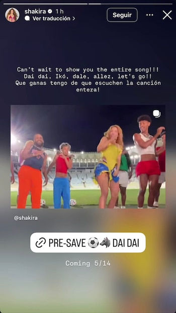 Shakira no ocultó su entusiasmo por el inmiente estreno de "Dai Dai" en plataformas digitales - crédito @shakira/Instagram