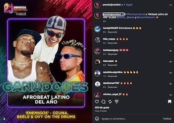 “Enemigos” de Ozuna, Beéle y Ovy On The Drums ganó un premio.
