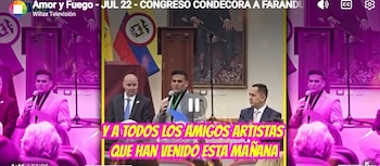 Christian Domínguez foi reconhecido no Congresso por seu trabalho e contribuição ao desenvolvimento do Peru. Navio: Amor e Fogo.