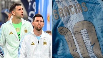El emocionante mensaje de Dibu Martínez a Lionel Messi en una camiseta firmada tras su despedida de la selección argentina