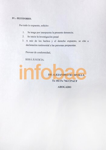 La denuncia de Cipolla contra