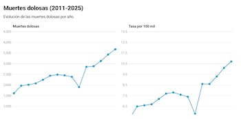 Gráfico de muertes dolosas entre