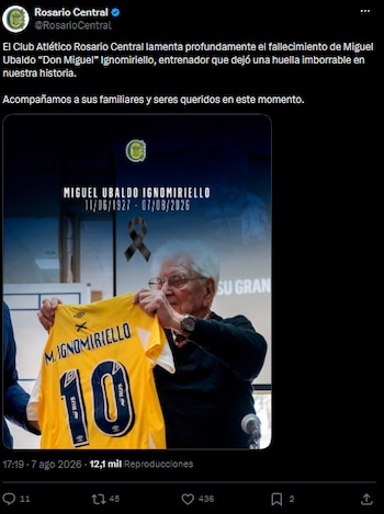 Miguel Ignomiriello falleció a sus 99 años
