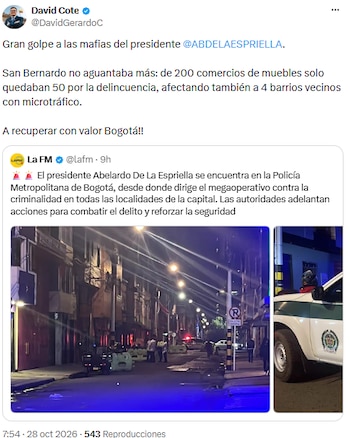 David Cote afirmó que la delincuencia redujo los comercios de muebles en San Bernardo - crédito @DavidGerardoC/X