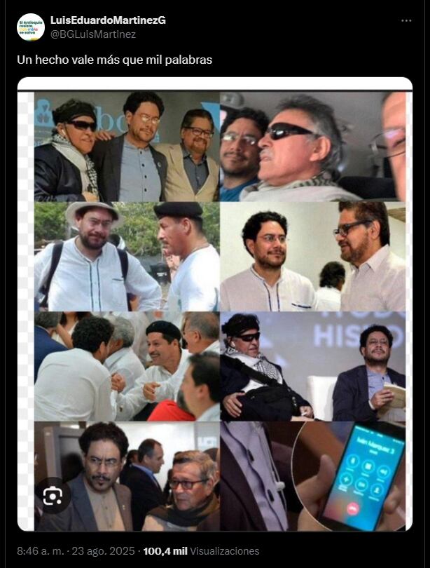 Los abrazos de Iván Cepeda con guerrilleros de las Farc son uno de los puntos que más es criticado en su contra - crédito @BGLuisMartinez/X