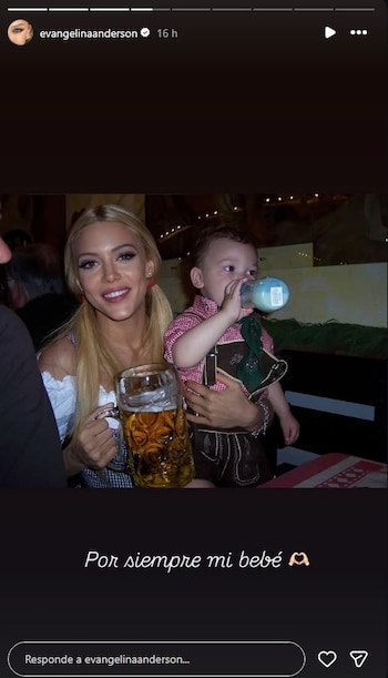 "Por siempre mi bebé", escribió Evangelina Anderson a su hijo Bastián Demichelis, el día de su cumpleaños 17 (Instagram)