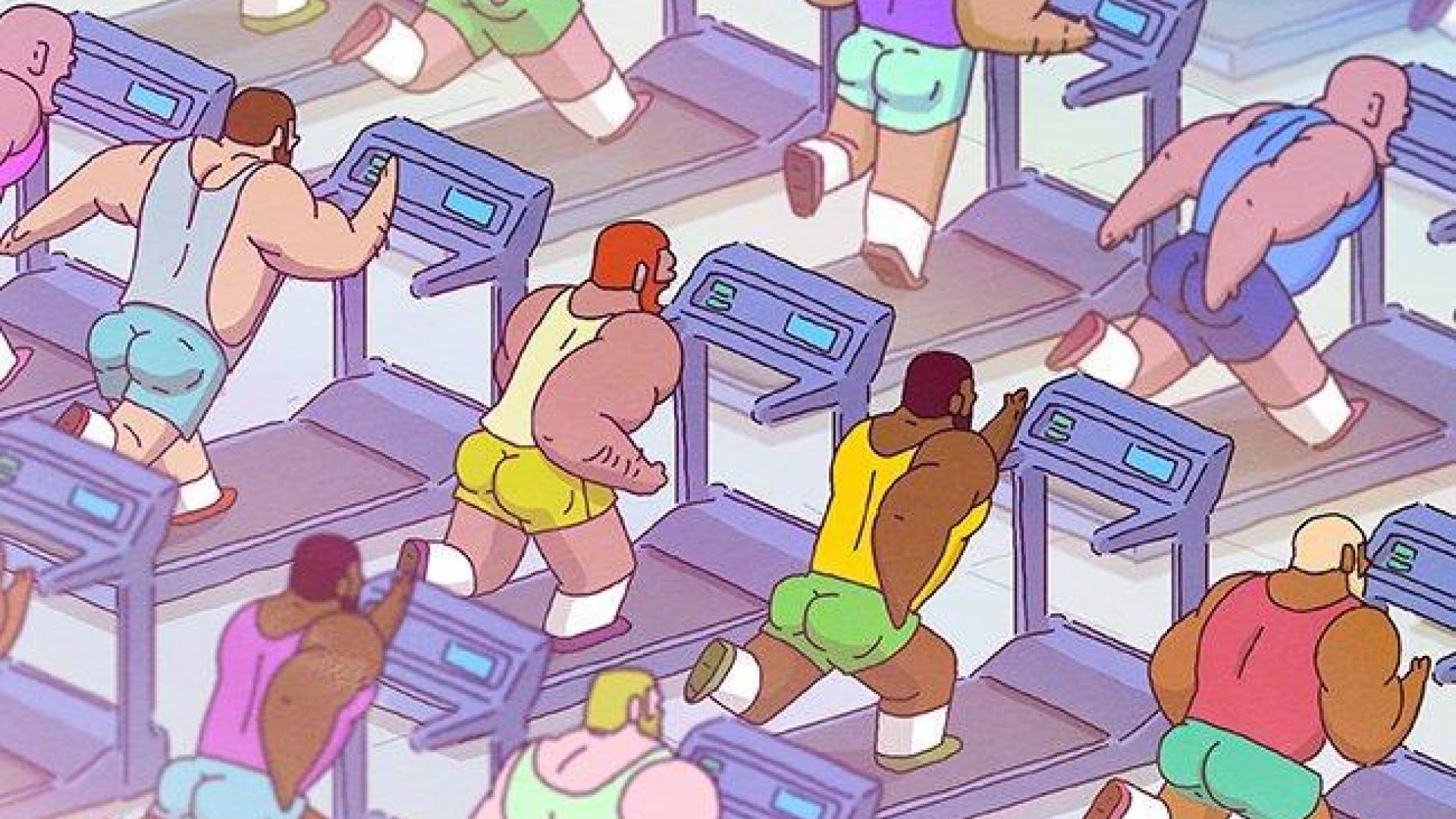 Muchos de los clichés de la comunidad gay son objeto de burla en 'Jim Queen', como la cultura del gimnasio (Elastica)