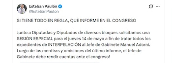 Esteban Paulón uno de los diputados que impulsa la moción de censura contra Adorni