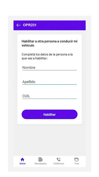 La cuarta página es para los datos del conductor habilitado