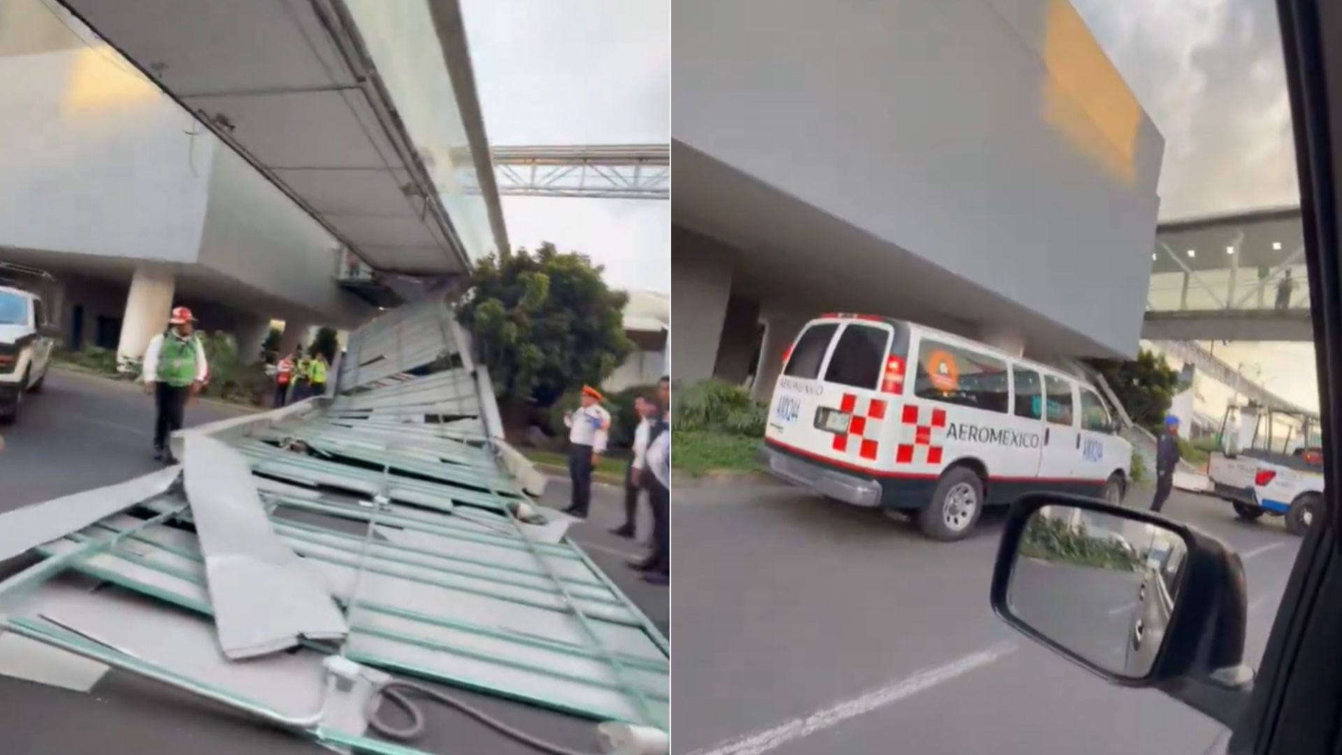 Se derrumba techo de puente peatonal en aeropuerto mexicano: una herida