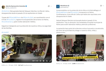 El Ejército y el Ministerio de Defensa entregaron detalles del rescate de Salomé Vásquez Sánchez - crédito @COL_EJERCITO/X y @mindefensa/X
