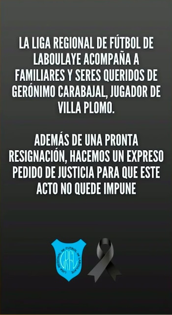 La Liga Regional de Laboulaye solicitó que la Justicia investigue el hecho y aseguró su acompañamiento