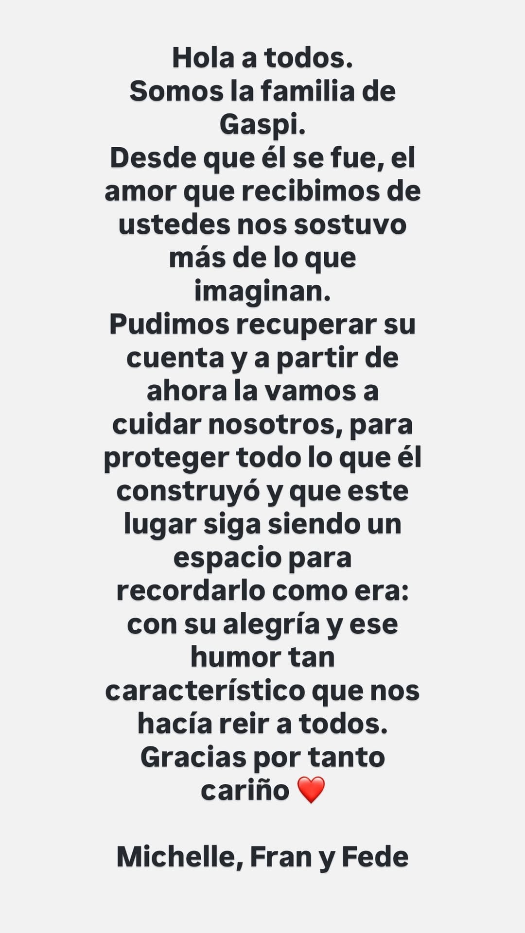 Michelle Prim y sus hijos expresaron la intención de mantener la plataforma digital para honrar el humor del joven