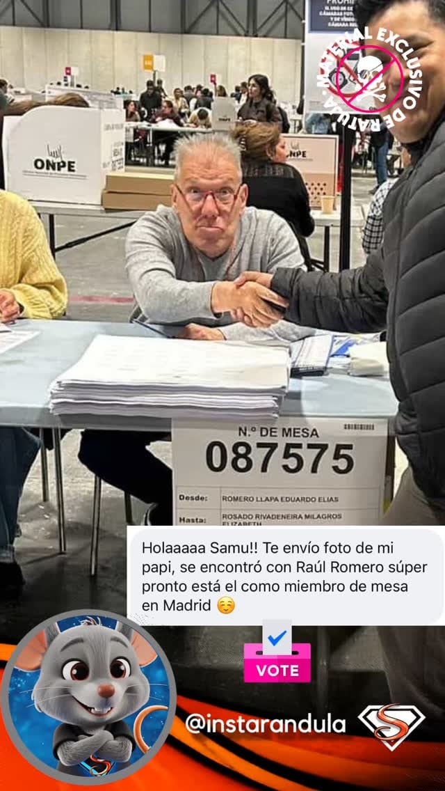Las imágenes de Raúl Romero desempeñando funciones de miembro de mesa circulan ampliamente en redes sociales y motivan comentarios de admiración. (Instagram Instarándula)