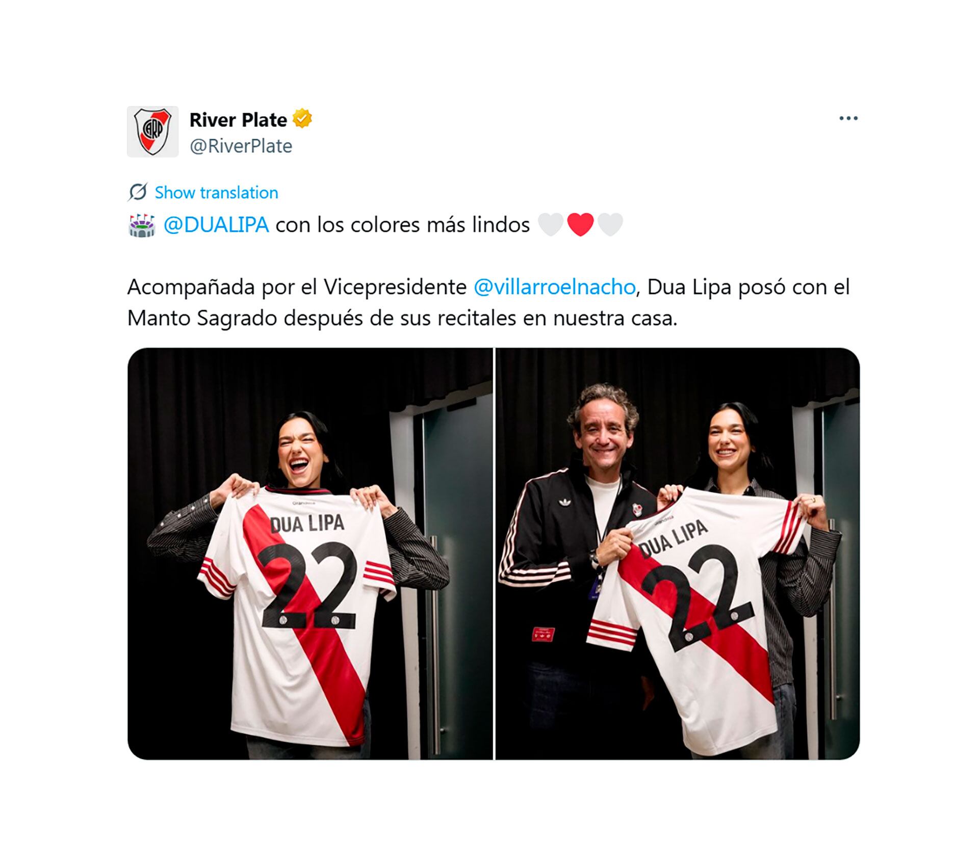 El posteo de River y la artista con la casaca del Millonario