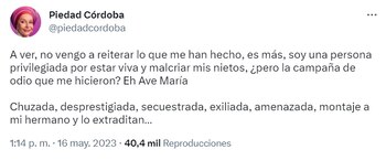 Piedad Córdoba dijo "Soy una
