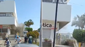 La persona herida en el incendio de Cartagena sufrió lesiones por fragmentos de vidrio y fue trasladada a un centro asistencial - crédito Captura de video