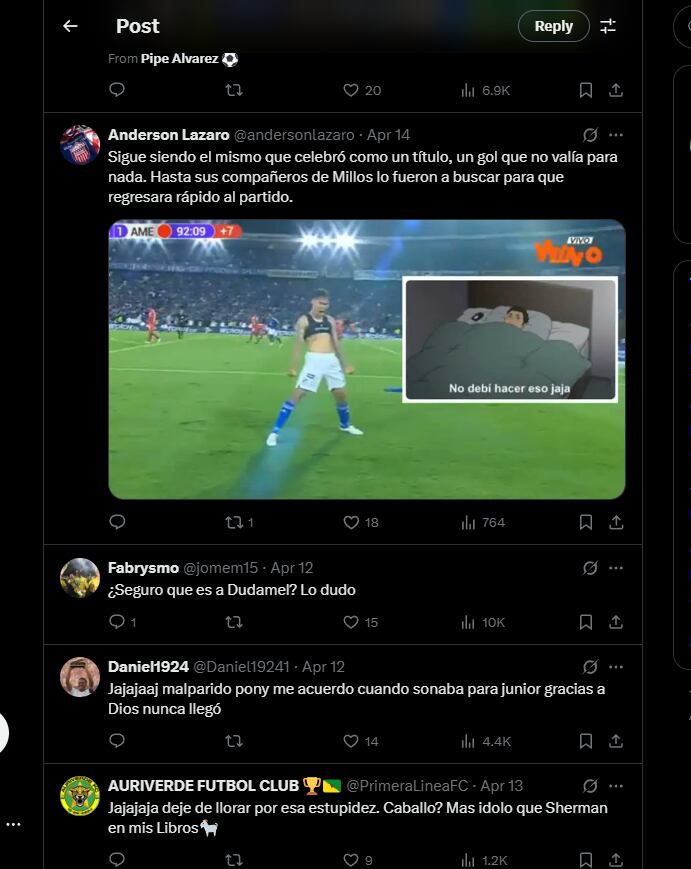 Así reaccionó la gente en las redes sociales tras la polémica celebración del delantero samario-crédito red social de X