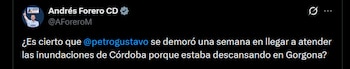 Andrés Forero preguntó a Gustavo