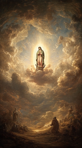 Juan Diego y la Virgen de Guadalupe en una escena religiosa inspirada en la tradición guadalupana. — (Imagen Ilustrativa Infobae)