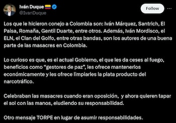 Iván Duque lanzó fuertes señalamientos