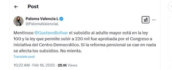 Paloma Valencia le contesta a