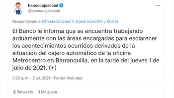 Mujer retiró $1′000.000 en cajero automático y le dieron billetes falsos, Banco Caja Social responde