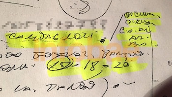 Fragmento del cuaderno incautado por