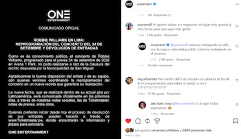 Productora respondió a preocupación de fans de Robbie Williams. One Entertainment/ IG
