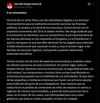 Germán Vargas Lleras cuestionó el