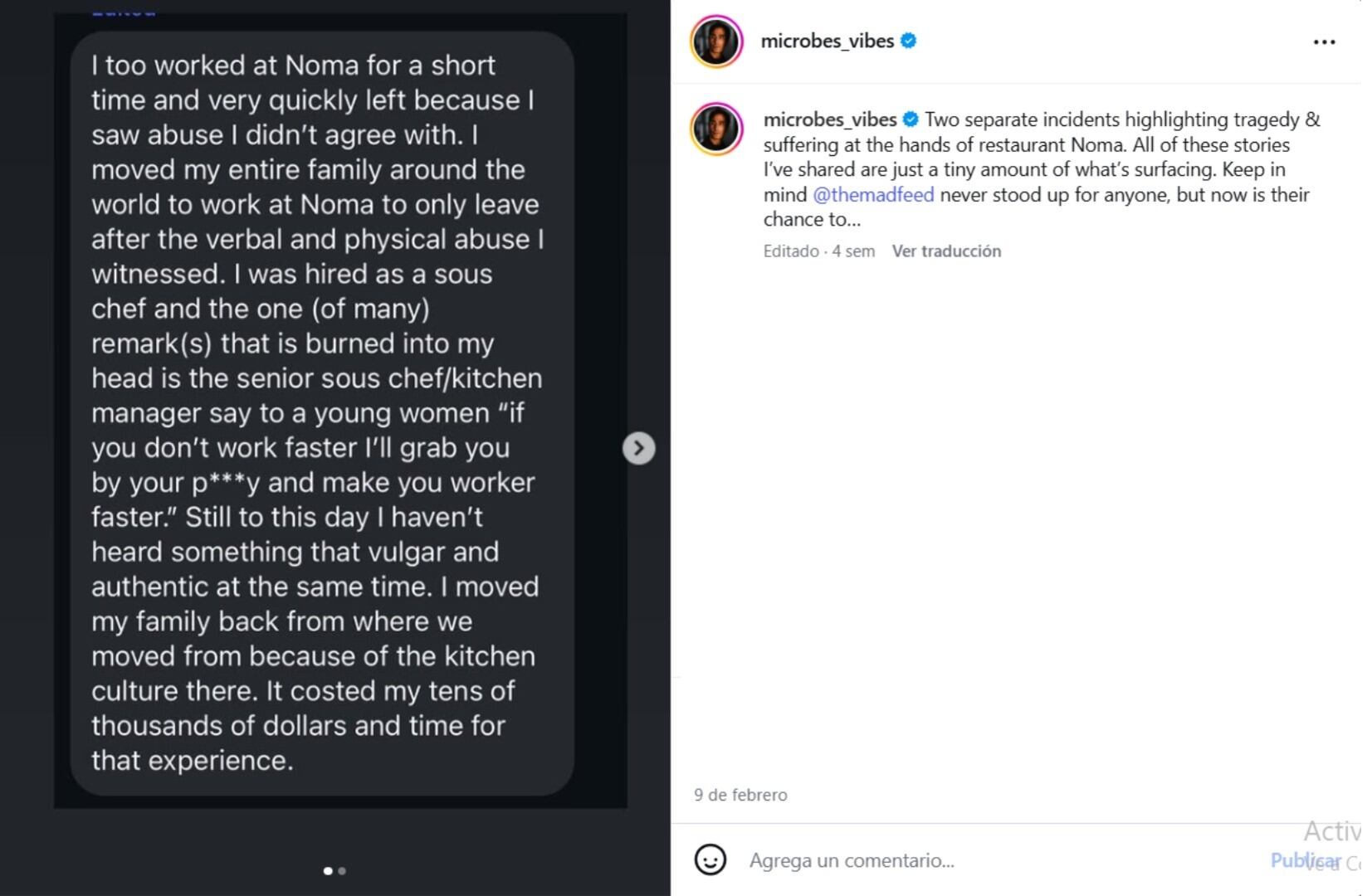 Uno de los testimonios recogidos por Jason Ignacio White en su cuenta de Instagram (@microbes_vibes)