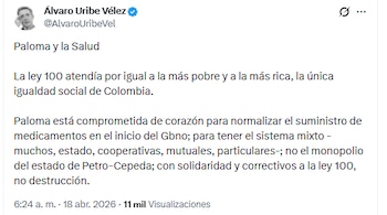 El expresidente afirmó que la candidata del Centro Democrático le dirá no al monopolio estatal de Gustavo Petro e Iván Cepeda @AlvaroUribeVel/X