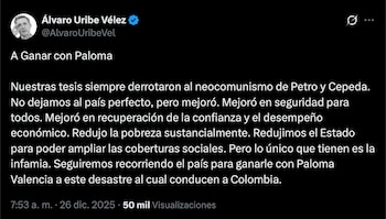 Álvaro Uribe reafirma su respaldo