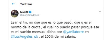 La aclaración de Matías Defederico