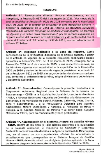 Revocan protección extendida en Santurbán y ordenan actualizar datos mineros - crédito @ComiteSanturban/X