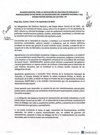 Acuerdo para Instalación de Mesa