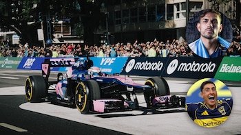 La aparición de Leandro Paredes y Miguel Merentiel en la exhibición de Colapinto: su reacción al ver de cerca el Alpine