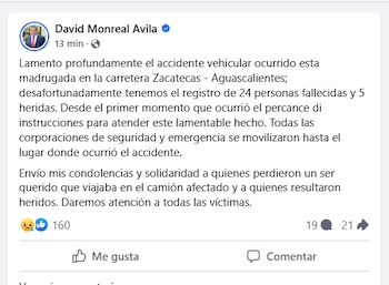 El gobernador de Zacatecas envió