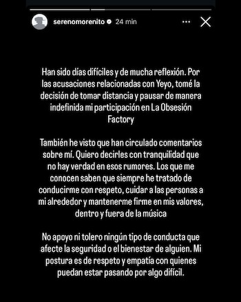 El artista serenomorento anuncia su