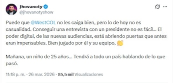 El inesperado giro en la rivalidad de Jhovanoty y Westcol después de la transmisión con Gustavo Petro - crédito @jhovanotyshow/X
