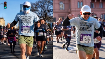 Nahuel Gallo corrió la Media Maratón de Buenos Aires y pidió por la liberación de los presos políticos en Venezuela