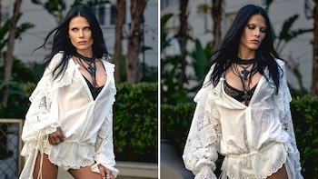 Valentina Zenere impactó con un look gótico y romántico en blanco y negro