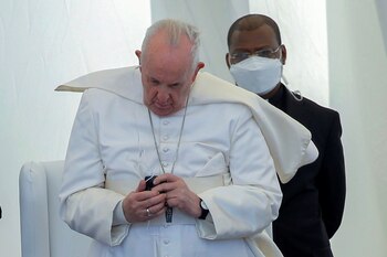 Pope Francis attends an inter-religious
