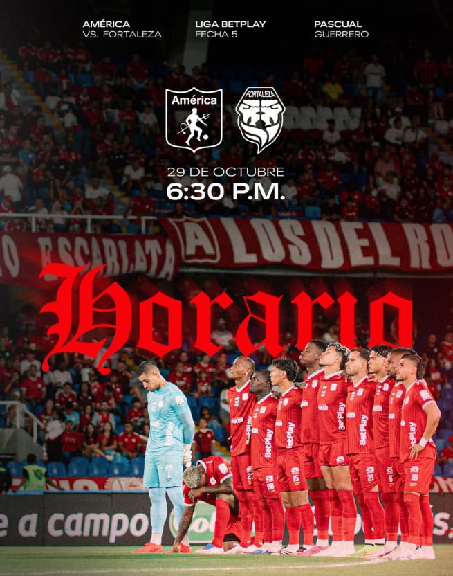América de Cali enfrentará a Fortaleza el jueves 29 de octubre a partir de las 6:30 p. m. - crédito América